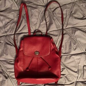 Brick Red pebbled leather coach backpack